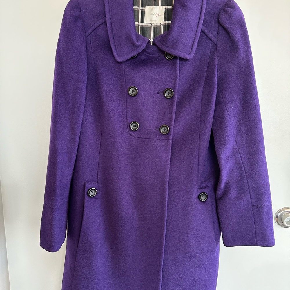 Elegant Purple Double-Breasted Pea Coat